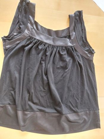 Débardeur femme noir bi-matière