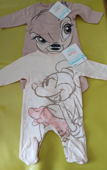 lot de deux pyjamas en coton fille bambi et minnie disney 0 mois