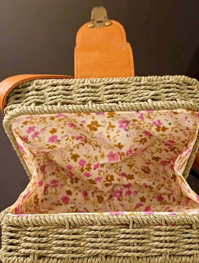Sac panier en osier avec bandoulière ajustable - photo numéro 6