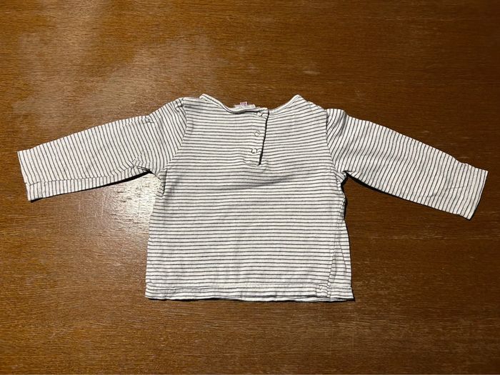 T-shirt manche longue rayé blanc et bleu - photo numéro 3