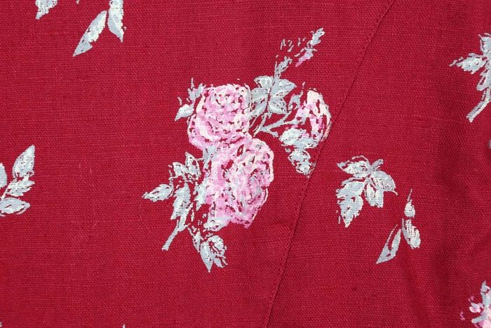 Veste légère vintage 80's en coton et lin motif fleurs et roses peintes (#240653) - photo numéro 3