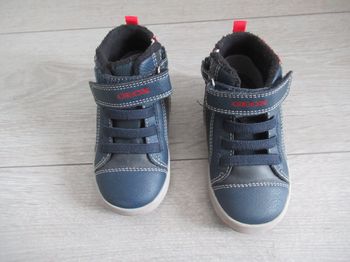 Baskets garçon mid-cut à fermeture zip et scratch bleu marine Geox T 23