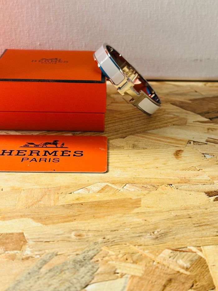 Bracelet Hermès Clic H – Blanc & palladium – Taille 18 cm - photo numéro 4