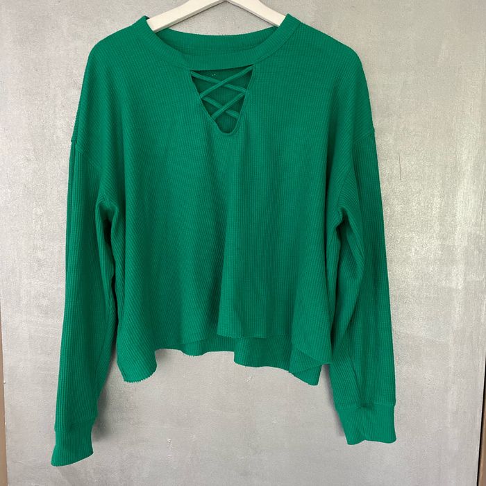 Top Hollister oversize vert en tissu nid d’abeilles