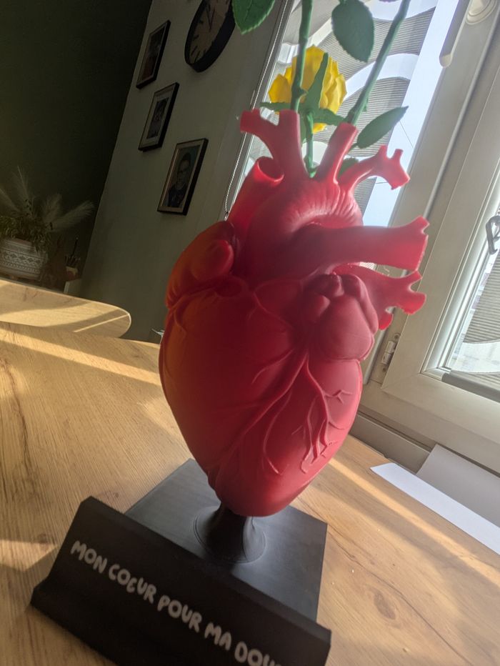 Vase Cœur Anatomique Personnalisé & Ses 3 Roses Éternelles 🌹 - photo numéro 7