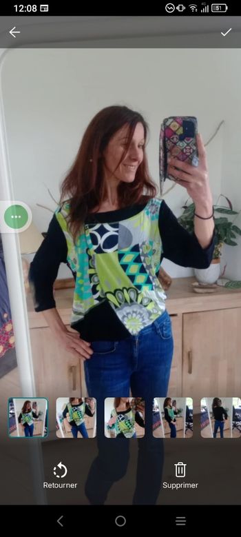 Blouse femme 46 à motifs géométriques et floraux c75