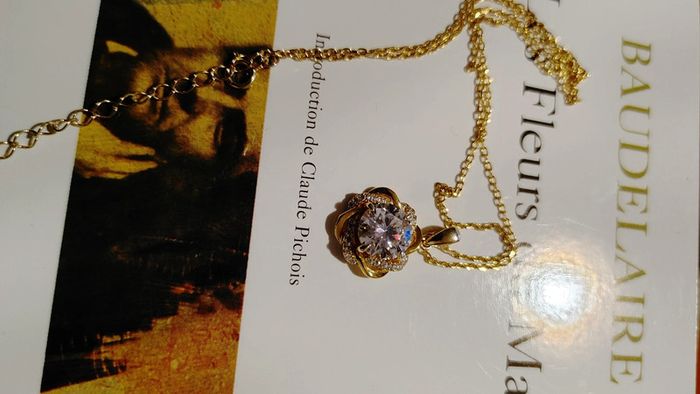 Collier en argent véritable plaqué or pendantif moissanite 3 carats - photo numéro 5