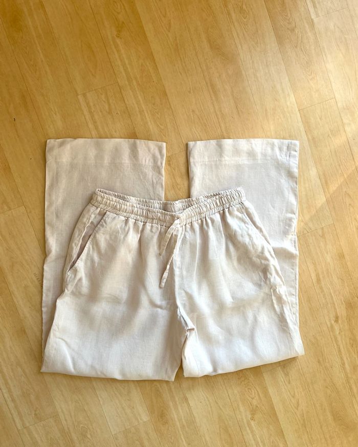 Pantalon beige femme en lin fait sur mesure au Vietnam taille 38 - photo numéro 2