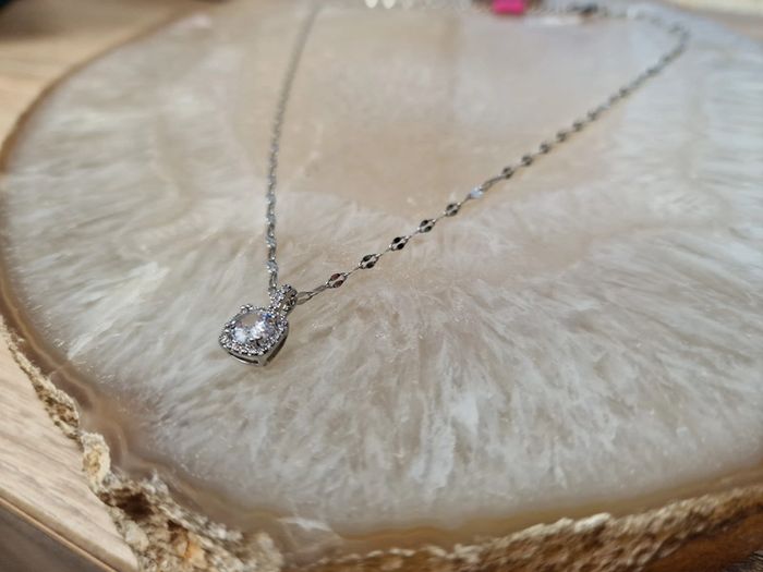 Collier Ras Coup Acier Argenté Zirconiums - photo numéro 10