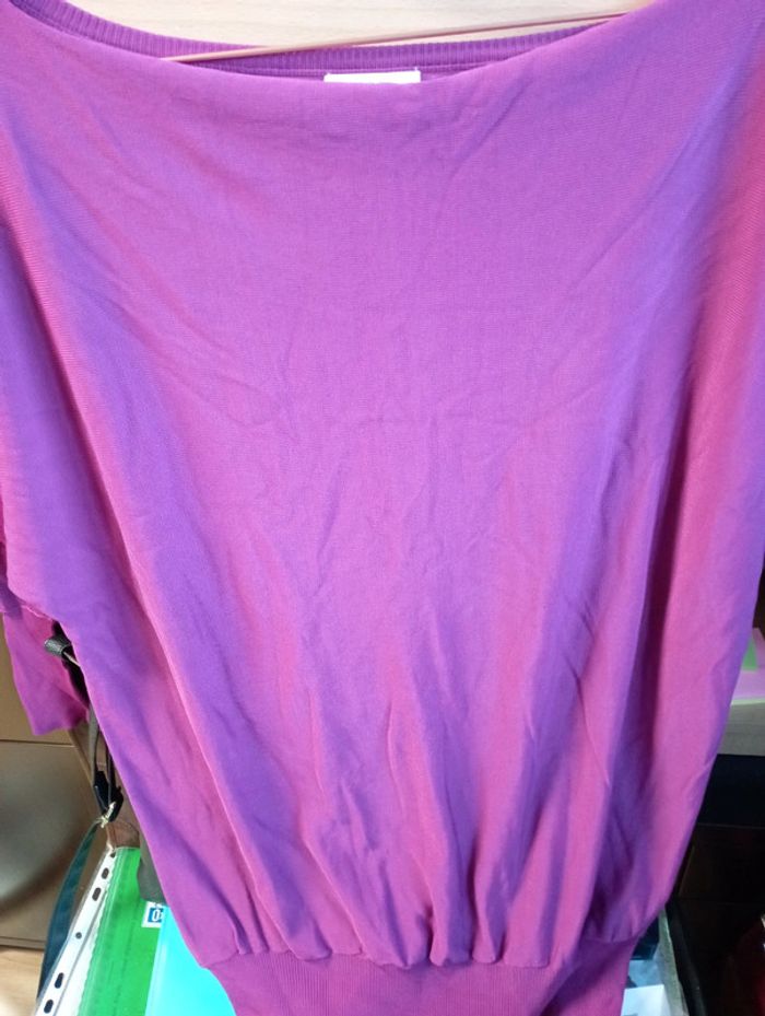 Blouse en maille satinée violet - photo numéro 2