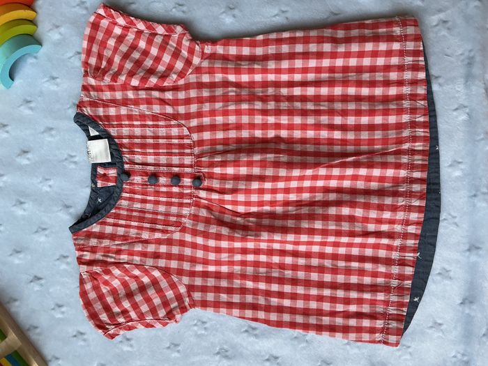 tunique manches courtes vichy rouge et blanc 3 ans cadet rousselle - photo numéro 3