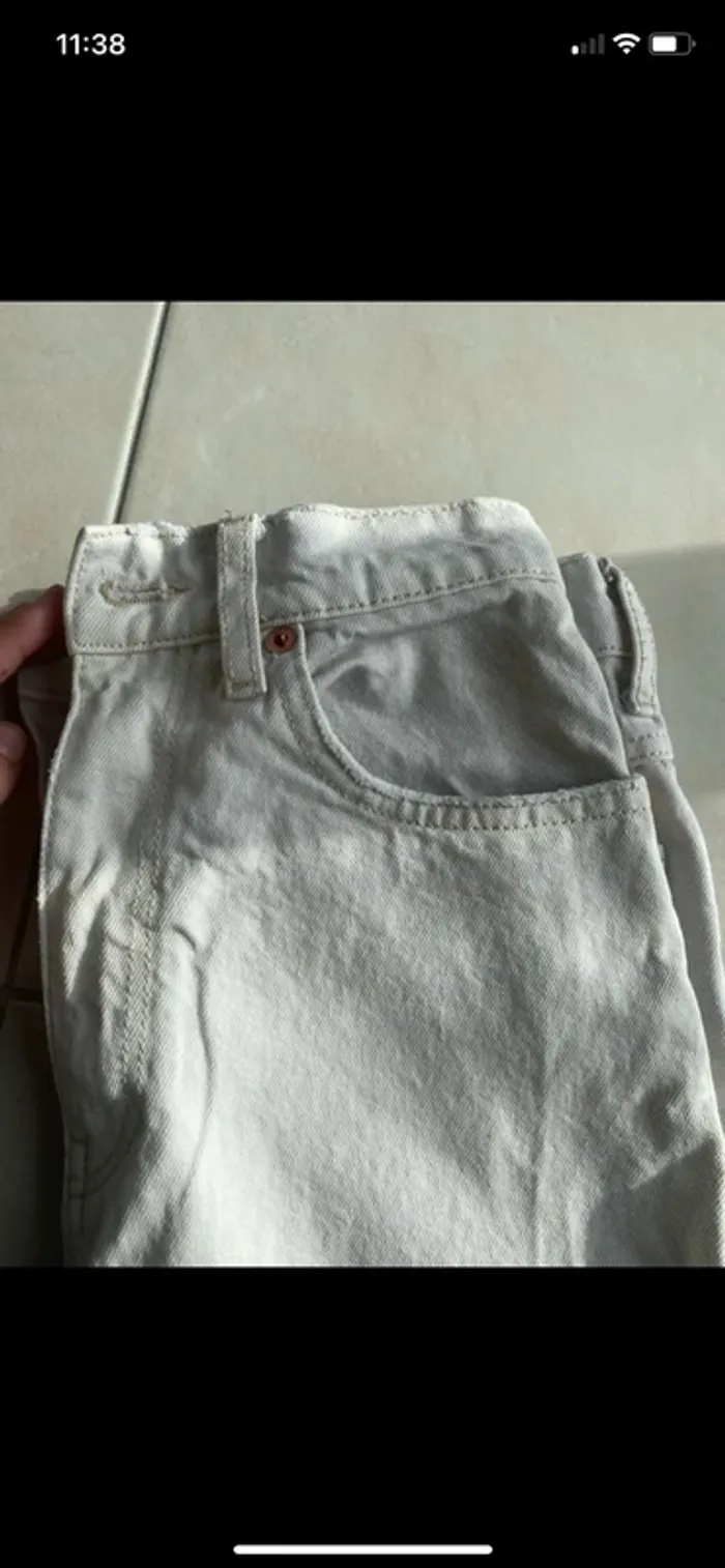 Jean large beige femme taille XS - photo numéro 2