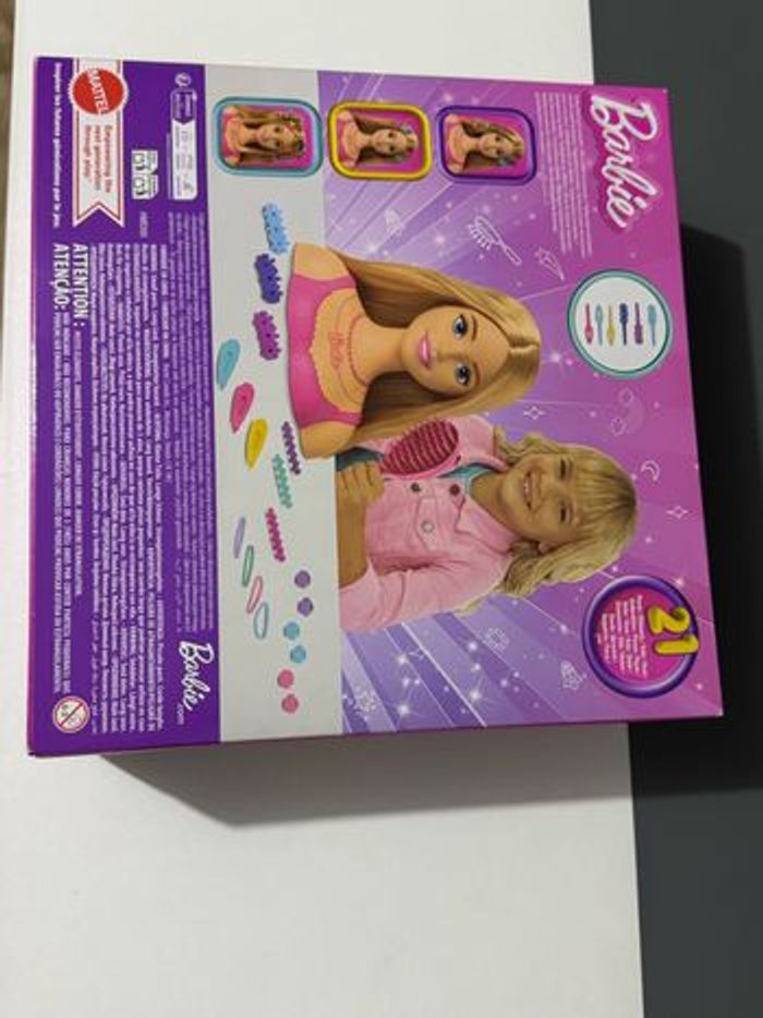 Barbie Tête de poupée cheveux blonds avec 20 accessoires colorés, tête de poupée pour coiffure - photo numéro 3