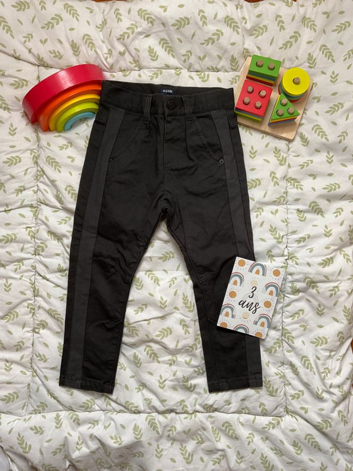 pantalon slim gris et noir taille réglable 3 ans kiabi