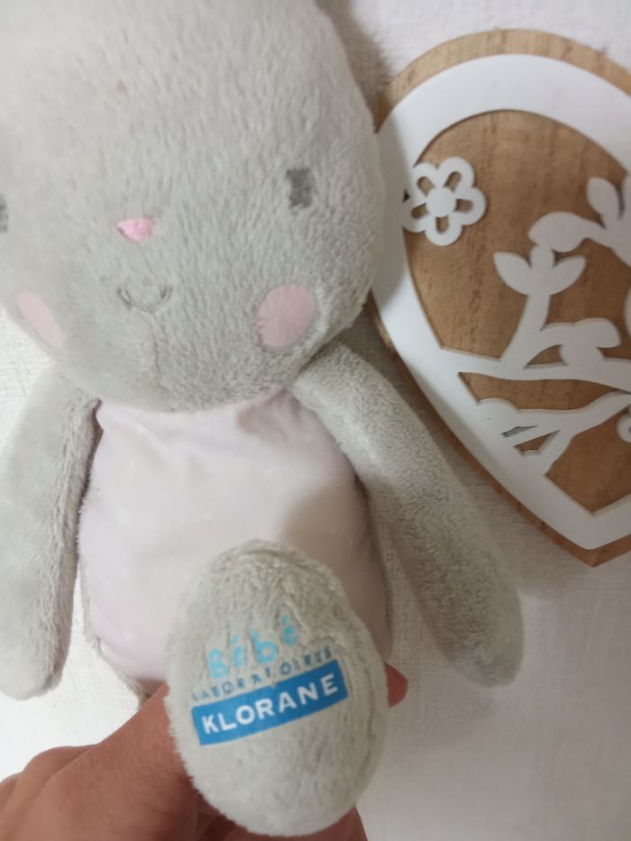 Doudou fille lapin gris rose klorane - photo numéro 4
