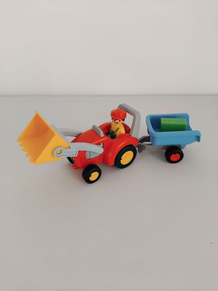 PLAYMOBIL 123 Tracteur de Ferme et Remorque Junior 6964 Complet 🚜 - photo numéro 2
