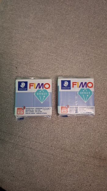 Lot de 2 pâtes fimo effect pierre précieuse bleu agate