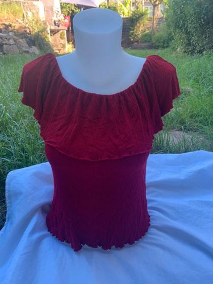 Blouse été rouge Pull and Bear taille 38 - photo numéro 2