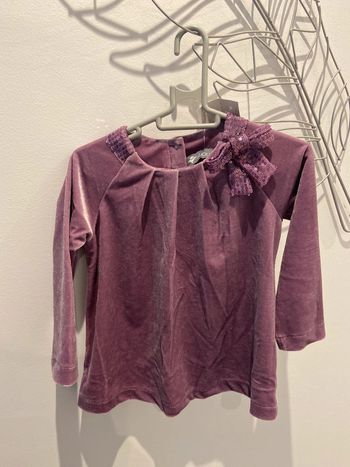 Blouse velours violet 2 ans Neuf étiquette strass