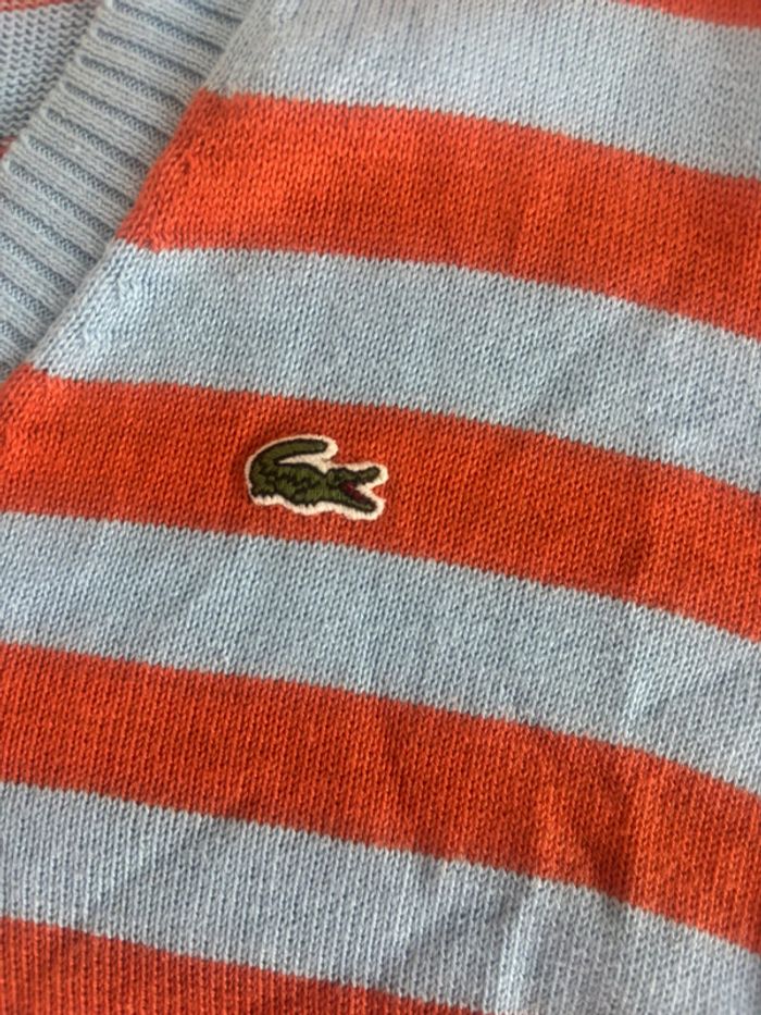 Sweat rayé bleu et orange  Lacoste taille S/M - photo numéro 3
