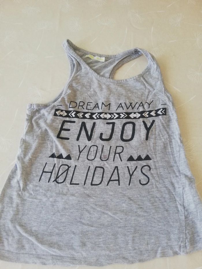 Débardeur gris 10 ans fille