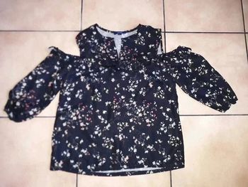 Chemisier noir à fleurs 34/XS - Kiabi