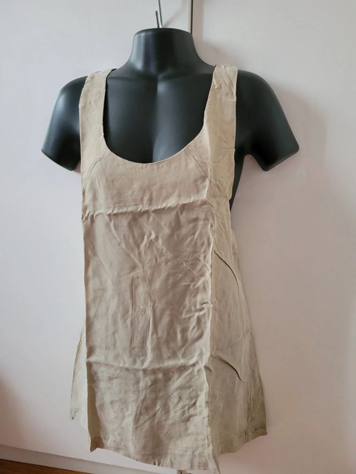 Haut Top tee shirt débardeur beige Jacqueline Riu taille M 38 coquette - photo numéro 3