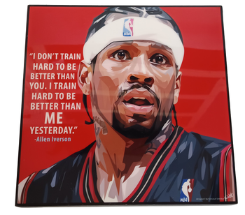 Tableau Allen Iverson Basketball NBA Sport Star Portrait Art Poster 25,4x25,4 cm