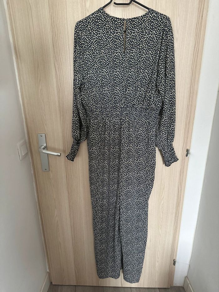 Combinaison pantalon fleurie jambes larges marine blanc taille 40 H&M - photo numéro 6