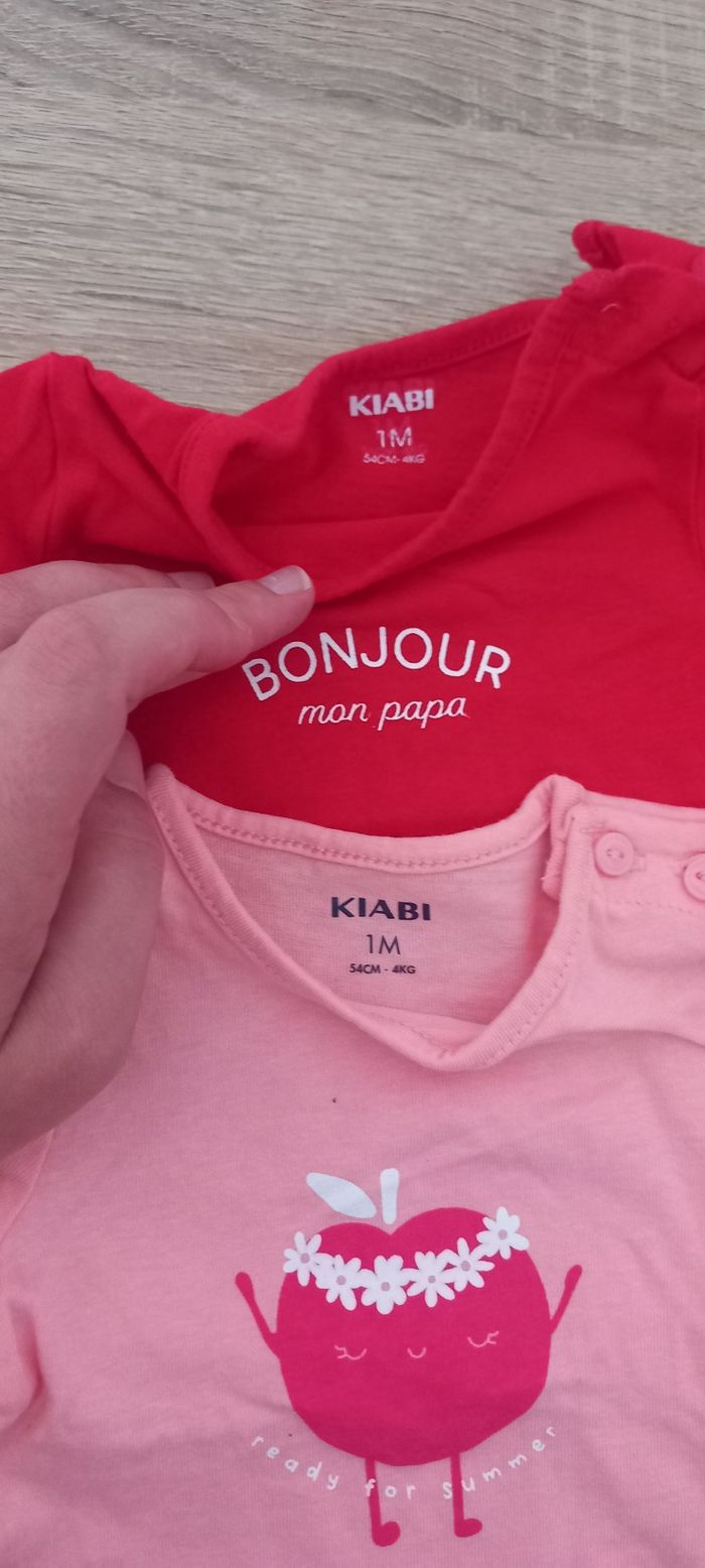 Lot de 2 t-shirt manche courte manche longue 1 mois - photo numéro 2