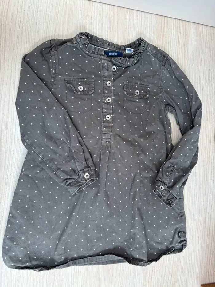 Robe tunique grise étoiles Okaïdi taille 4 ans