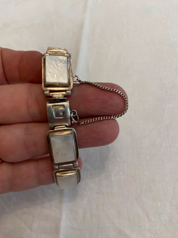 Bracelet vintage en argent et nacre - photo numéro 4