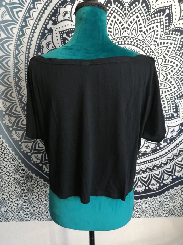 Tee-shirt de sport noir crop top à imprimé géométrique blanc / domyos / (M/L) - photo numéro 4