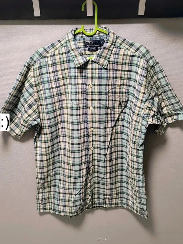 Chemise vintage Ralph Lauren Polo – modèle Caldwell – carreaux verts, bleus et beiges – Y2K - photo numéro 2
