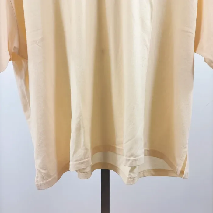 T-shirt jaune beurre clair vintage col brodé manches courtes en coton M L A1439 - photo numéro 5