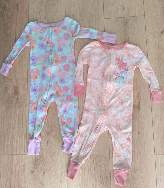 Lots de 2 pyjamas en coton neufs fille 1 pièce Kids Headquarters dinosaures - Taille 18 mois