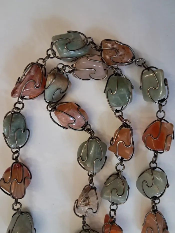 Grand collier vintage de pierres dures naturelles - photo numéro 4