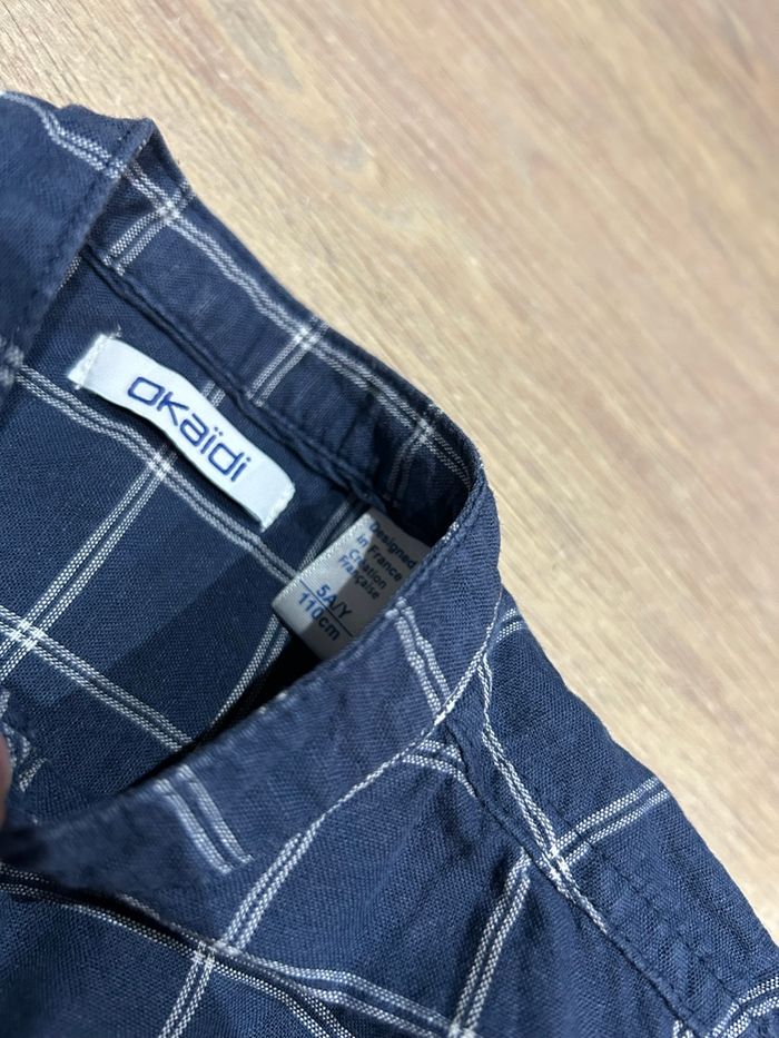 Chemise à manches longue bleu marine à carreaux 5 ans - photo numéro 3