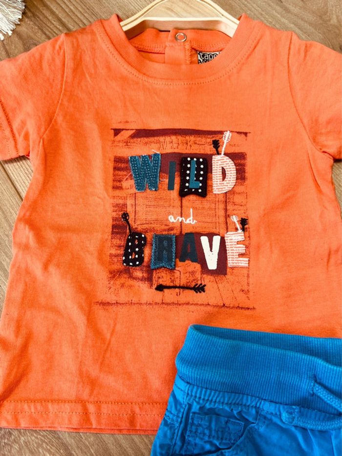 Taille 6 mois ensemble 2 pièces d’été garçon TAO orange et bleu * wild * 💙 - photo numéro 2