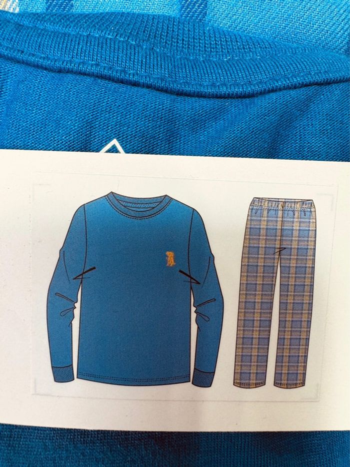 Taille 8 ans lot de 2 pyjamas 2 pièces coton fin et flanelle garçon Tex bleu menthe Neufs 💙 - photo numéro 4