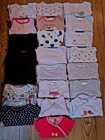 Lot de 22 bodies pour bébé fille