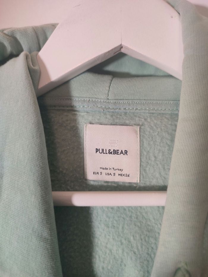Pull capuche vert bleu menthe - photo numéro 2