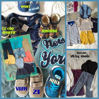 Lots vêtements garçon 90/92cm/18/24 + 6 paires de chaussures t:21