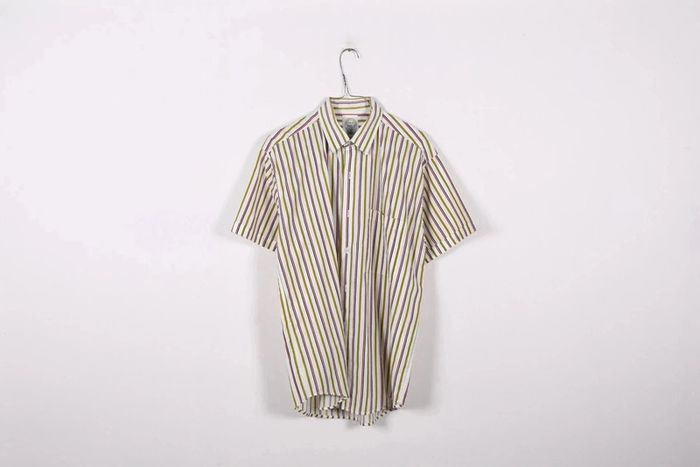 Chemisette vintage 90's en coton mélangé motif rayures (#240667) - photo numéro 2