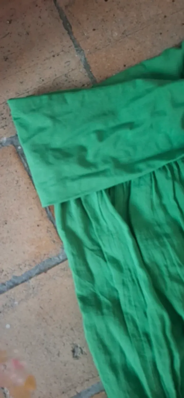 💚 Jupe longue fluide verte – Taille unique – Look bohème chic - photo numéro 4
