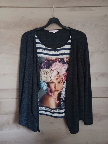Tee shirt cardigan 2 en 1 neuf Taille L cbk