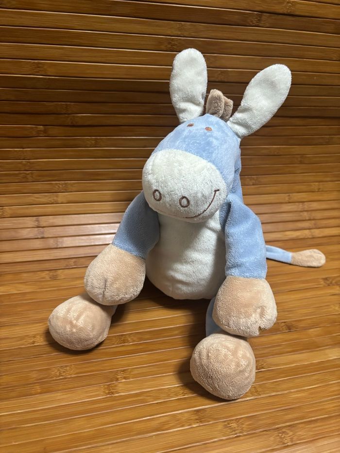 Doudou ane paco bleu blanc marron 38 cm noukie’s