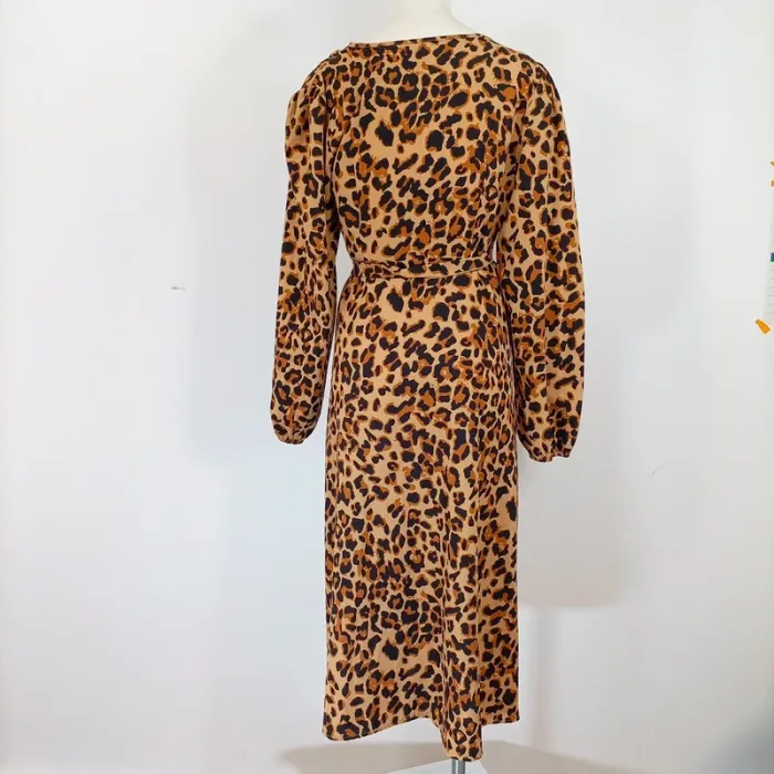 Robe Léopard, robe portefeuille - à nouer, taille fine - robe d'été longue couverte A397 - photo numéro 9