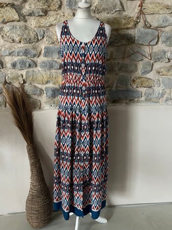 Robe longue motifs orange bleu blanc Sandro S