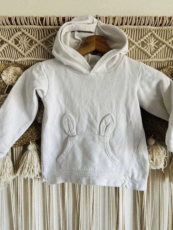 Sweat à capuche blanc 36 mois
